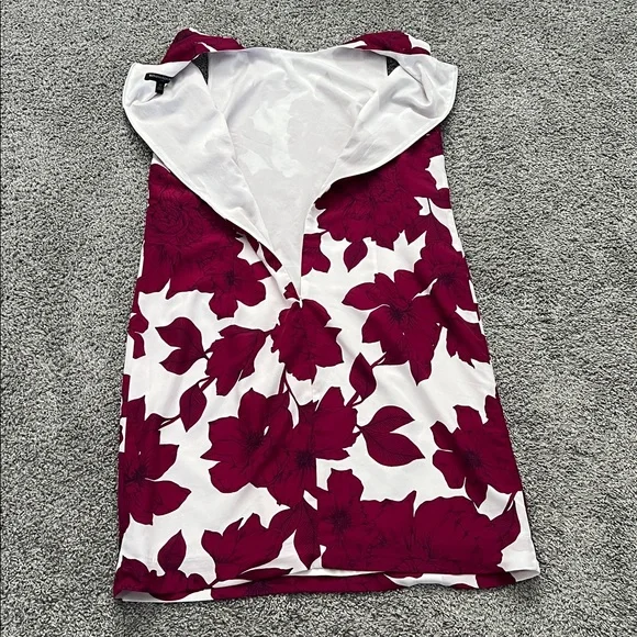Banana Republic Women’s White & Burgundy Floral Sleeveless Shift Dress - Size 12 - Picture 5 of 9
